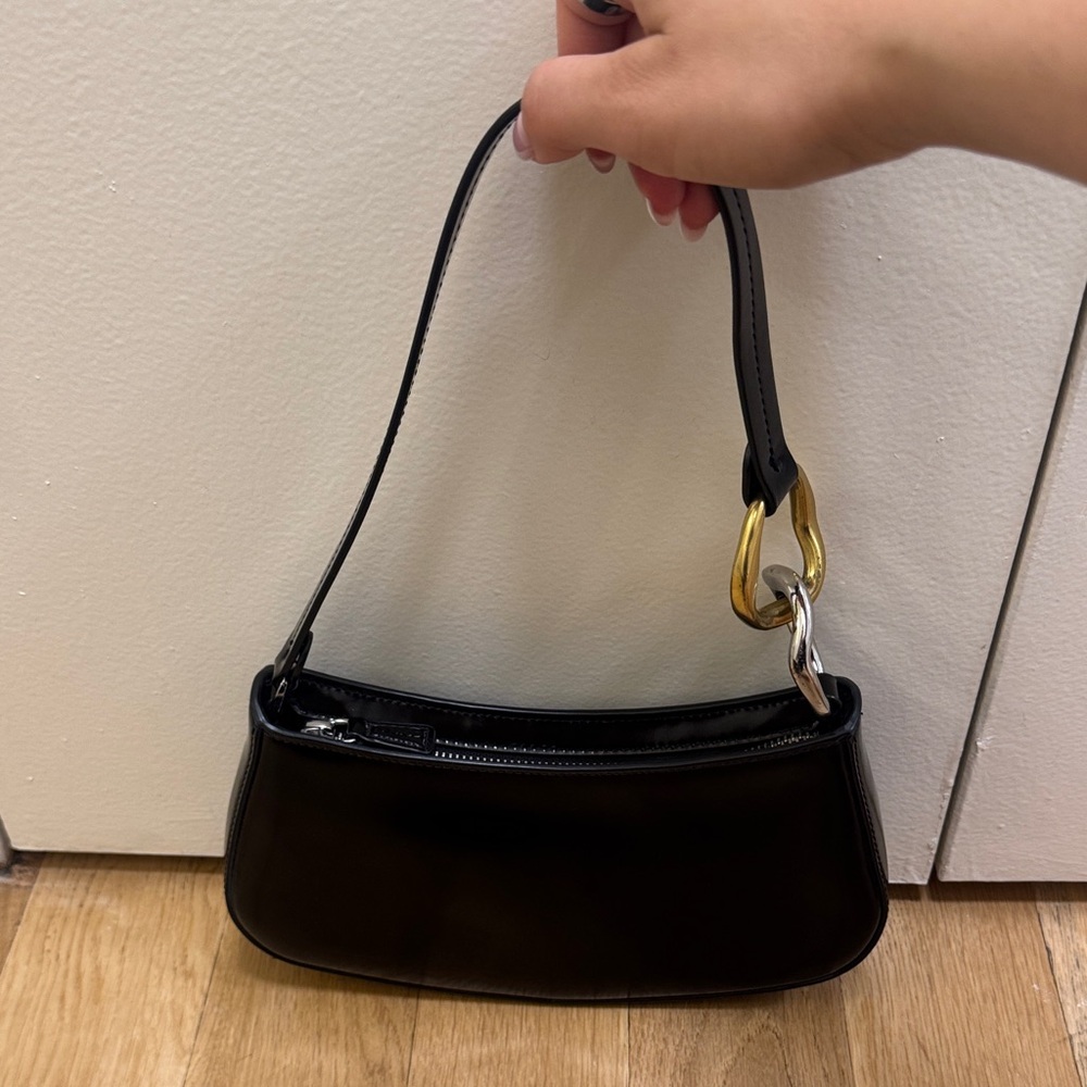 STAUD Black Shoulder Bag with Mixed Metal Rings - Picture 2 of 8